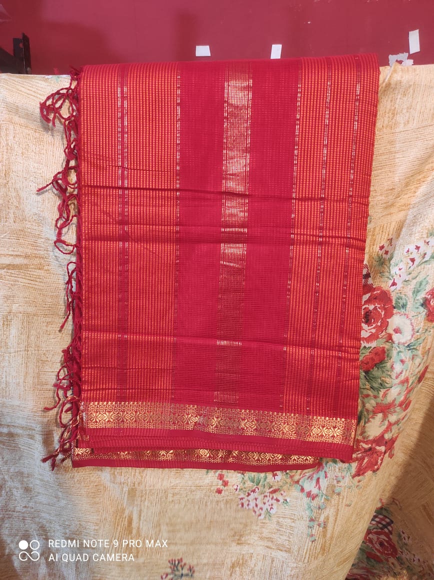 Traditional Pure Garbha Reshomi Maheshwari Saree *